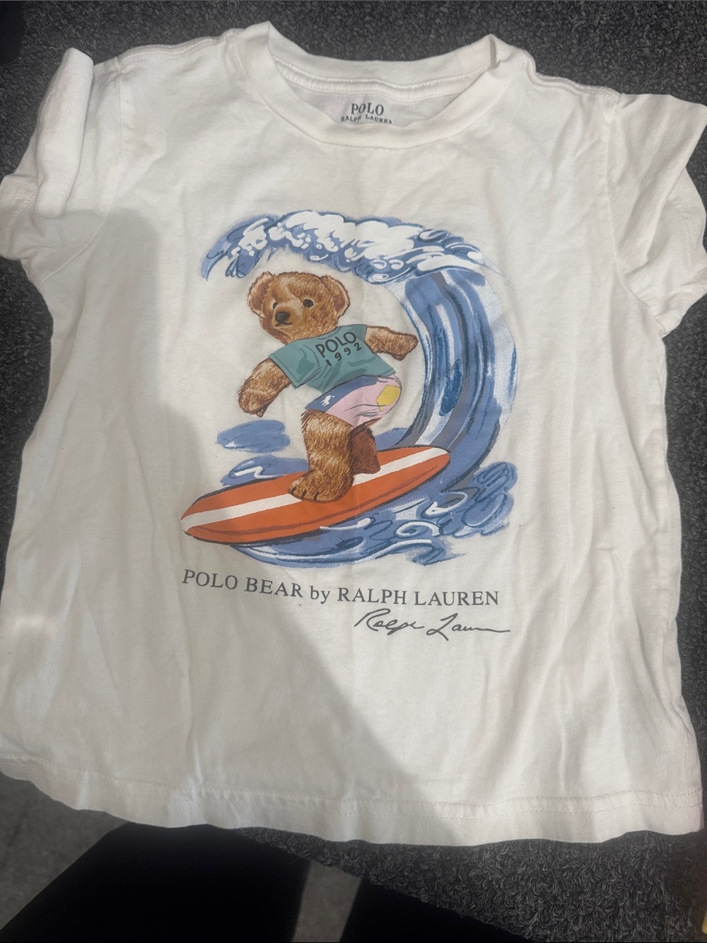 Polo by Ralph Lauren White Polo Bear Surf Graphic Tee - Kids